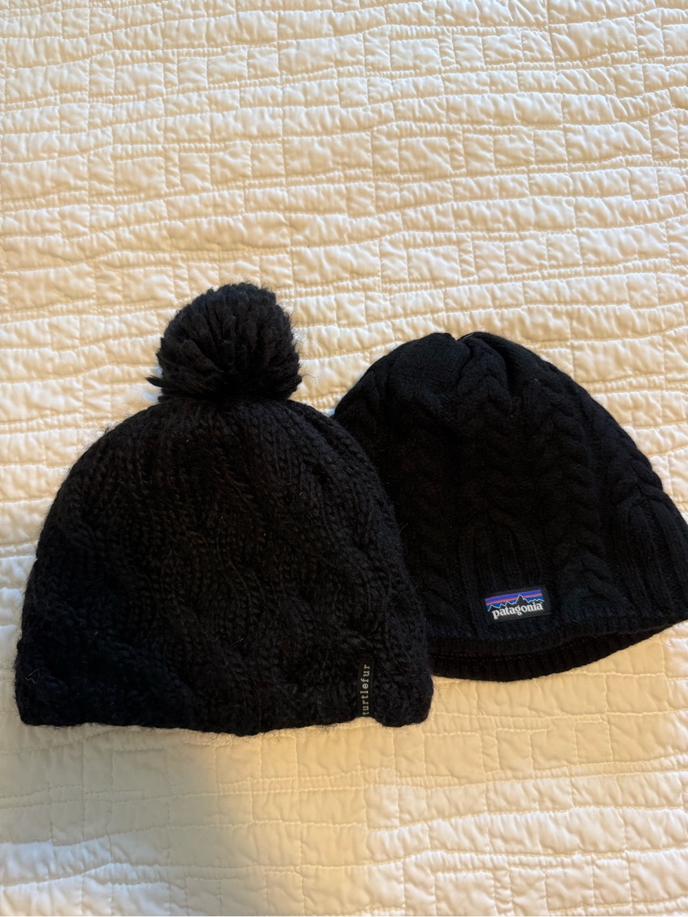 Lot of TWO winter beanies. Brands Turtlefur and Patagonia